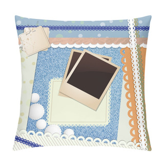 Personality  Two Blank Aged Photo Frames With Bright Elements And Lace Pillow Covers