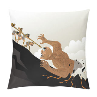 Personality  Odysseus And Soldiers Blinding Polyphemus Giant Cyclops Tale Pillow Covers
