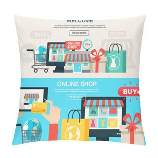 Personality  Internet Store Flat Banner Set  Pillow Covers