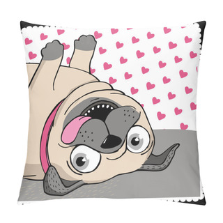 Personality  Poster With A Cute Pug. Pillow Covers