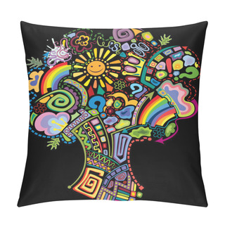 Personality  Tree Ideas. Conceptual Symbol Of The Creative Process In The Form Of A Tree. Pillow Covers