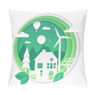 Personality  Country House - Modern Vector Paper Cut Illustration Pillow Covers