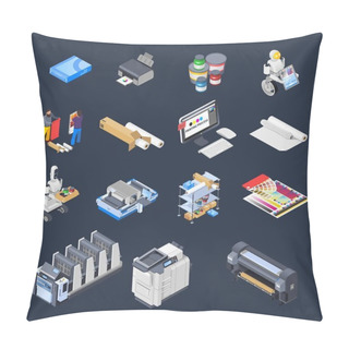 Personality  Printing Isometric Icons Collection Pillow Covers