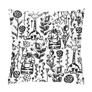 Personality  Seamless Cute Pattern Of Flora And Fauna Pillow Covers