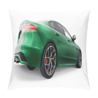 Personality  Green Premium Sports Sedan. 3D Illustration. Pillow Covers