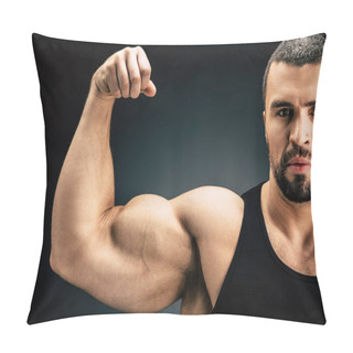 Personality  Strong Man Showing Muscles Pillow Covers