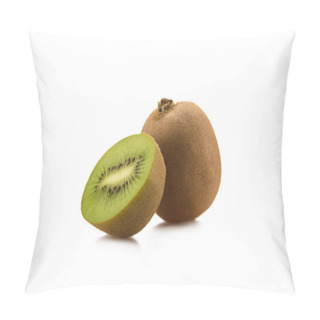 Personality  Close Up View Of Fresh And Ripe Kiwi Isolated On White Pillow Covers