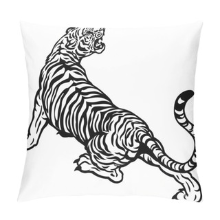 Personality  Angry Tiger Black White Pillow Covers