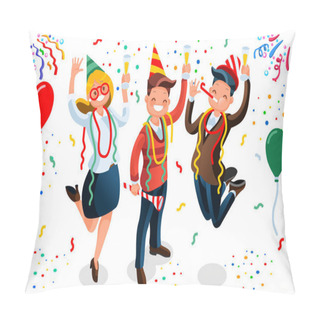 Personality  New Year Bash People Celebrating Party Pillow Covers