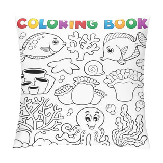 Personality  Coloring Book Coral Reef Theme 2 Pillow Covers