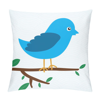 Personality  Blue Bird Sitting On A Tree Branch Pillow Covers