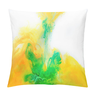 Personality  Abstract Background With Green And Orange Paint Swirling In Water Pillow Covers