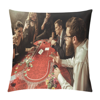 Personality  Young People Playing Poker Pillow Covers