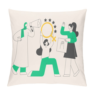 Personality  Feminism Abstract Concept Vector Illustration. Girl Power, Gender Equality, Feminism Movement, Women Equal Rights, Female Riot, Feminists Protest, Social Organization, Ideology Abstract Metaphor. Pillow Covers