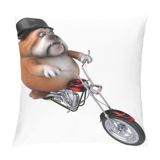 Personality  Funny Cartoon Character On Motorcycle - 3D Illustration Pillow Covers