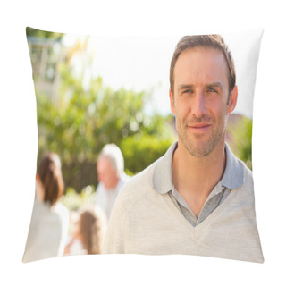 Personality  Man Looking At The Camera In The Garden Pillow Covers