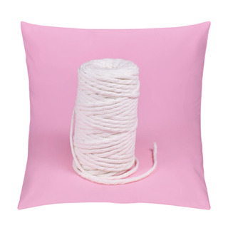 Personality  Rolls Of Cotton Macrame Cord For Crafting On Pink Background Pillow Covers