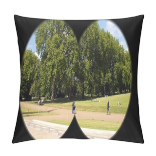 Personality  Covert Surveillance Of The Suspects In The Park With Binoculars Pillow Covers