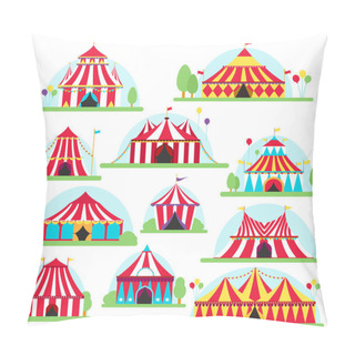 Personality  Circus Tent Marquee With Stripes And Flags Isolated. Ideal For Carnival Signs Pillow Covers