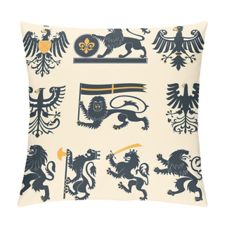 Personality  Heraldic Lions And Eagles Pillow Covers