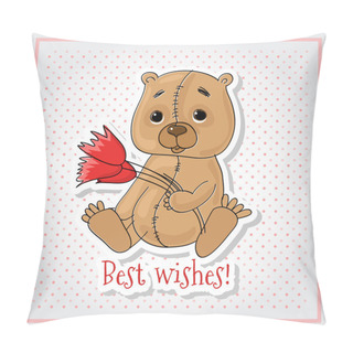 Personality  Vector Greeting Card With Bear Pillow Covers