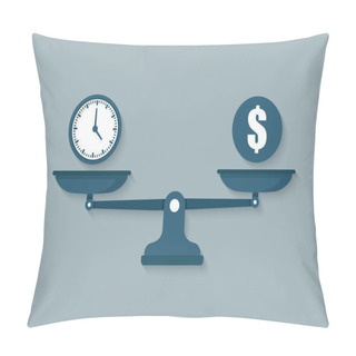 Personality  Time Vs Money On Scales Illustration Icon. Pillow Covers
