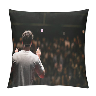 Personality  Speaker Giving A Talk On Corporate Business Conference. Audience At The Conference Hall. Business And Entrepreneurship Event. Pillow Covers