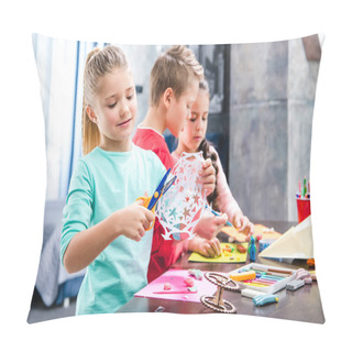 Personality  Kid Cutting Snowflake From Paper  Pillow Covers