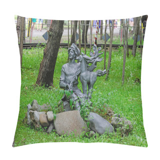 Personality  The Little Humpbacked Horse. The Figure Of The Character From The Russian Folk Tale, Installed In The Municipal Park Pillow Covers