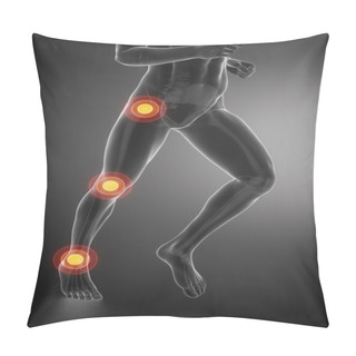Personality  Running Man With Leg Scan In Black Pillow Covers