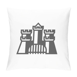 Personality  Castle Logo Design Vector Template. Abstract. Isolated Building On White Background, Illustration Pillow Covers