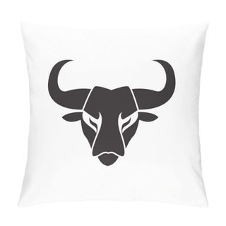 Personality  Face Black Cow Strong Logo Design Vector Graphic Symbol Icon Sign Illustration Creative Idea Pillow Covers