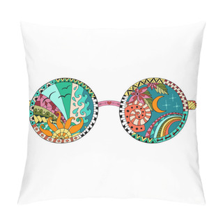 Personality  Hand Drawn Hippie Sun Glasses. Pillow Covers
