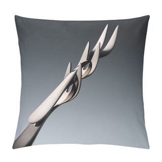 Personality  Prosciutto Forks With Two Tines Isolated On Grey Pillow Covers