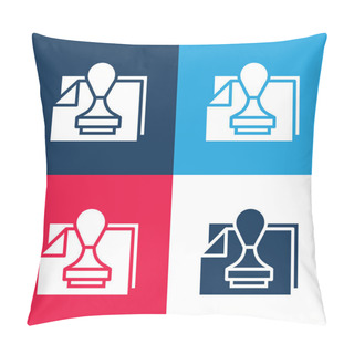 Personality  Approve Blue And Red Four Color Minimal Icon Set Pillow Covers