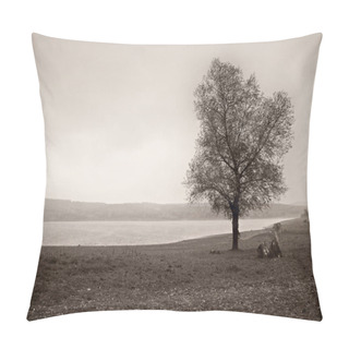 Personality  Lonely Tree In Aged Art Background Pillow Covers