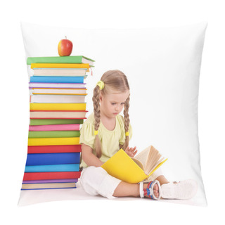 Personality  Child Sitting On Pile Of Books. Pillow Covers