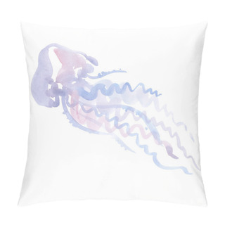 Personality  Isolated Pale Color Tender Jellyfish Watercolor Illustration. Ha Pillow Covers
