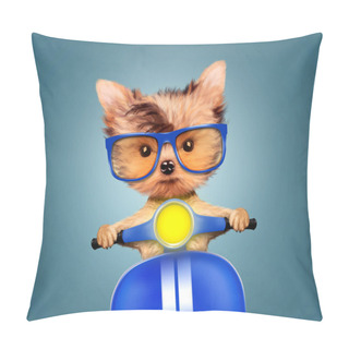 Personality  Adorable Puppy Sitting On A Motorbike Pillow Covers