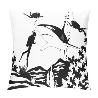 Personality  Scuba Divers And Shark Pillow Covers