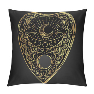 Personality  Heart-shaped Planchette For Spirit Talking Board. Vector Isolated Illustration In Victorian Style. Mediumship Divination Equipment. Flash Tattoo Drawing. Spirituality, Occultism. Pillow Covers