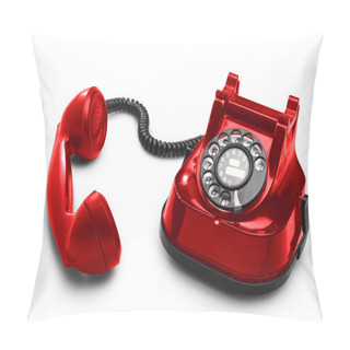 Personality  An Old Red Telephon With Rotary Dial Pillow Covers
