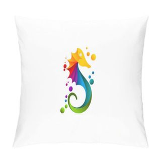 Personality  Seahorse Logo, Abstract Sea Print Colourful Symbol Design Pillow Covers
