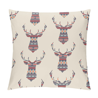 Personality  Vector Seamless Colorful Decorative Ethnic Pattern With Deer Pillow Covers