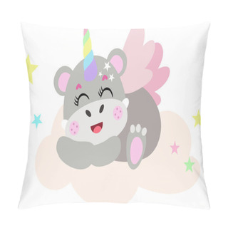 Personality  Cute Unicorn Hippo Sleeping On Cloud Pillow Covers