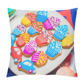 Personality  Cupcakes, Cakes And Holiday Cookies In The Form Of Machines For A Children's Holiday Pillow Covers
