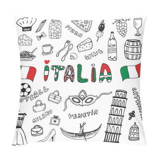 Personality  Doodle Hand Drawn Collection Of Italy Icons Pillow Covers