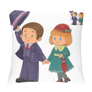 Personality  Boy And Girl Dressed In Period Costumes. Pillow Covers