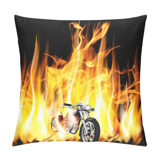 Personality  Motorbike, Chopper On Fire Background Pillow Covers