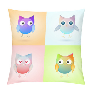 Personality  Set Of Cute Colorful Owls Pillow Covers